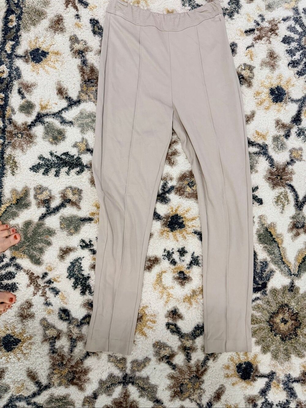 Soft Surroundings Womens Size S Beige Ribbed Knit Lounge Pants Pull On Casual